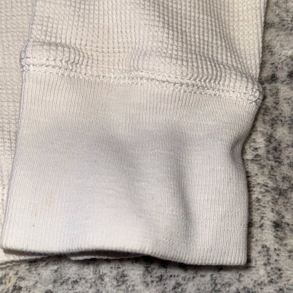 American Eagle White Waffle Knit Long Sleeve Shirt With Embroidered Logo Size M - Picture 5 of 5